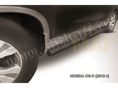 Пороги труба с накладками 76 мм чёрная Slitkoff для Honda CR-V 2012-2017