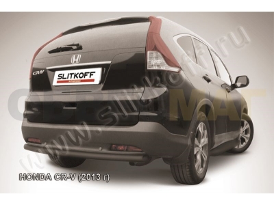 Защита заднего бампера 57 мм радиусная чёрная Slitkoff для Honda CR-V 2012-2015