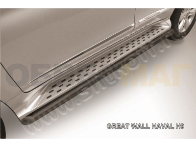 Защита штатных порогов 57 мм чёрная для Haval H9 № HavH9006B