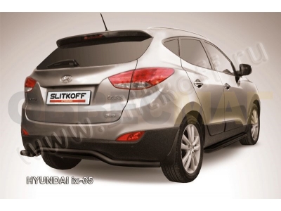 Защита заднего бампера 57 мм волна чёрная Slitkoff для Hyundai ix35 2010-2015