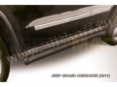 Пороги труба 76 мм с гибами чёрная для Jeep Grand Cherokee № JGCH005B