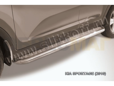 Пороги с площадкой алюминиевый лист 42 мм усиленные для Kia Sportage № KSP010-010