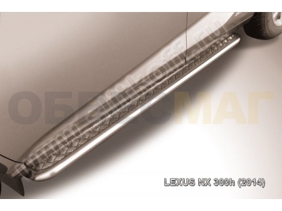 Пороги с площадкой алюминиевый лист 42 мм усиленные для Lexus NX-300h № LNX009