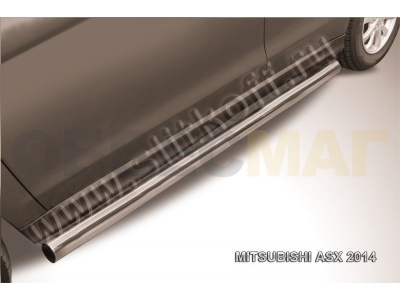 Пороги труба 76 мм серебристая для Mitsubishi ASX № MAS14-009S