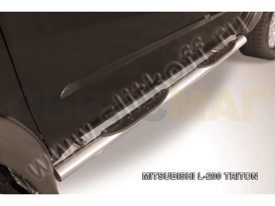 Пороги труба с накладками 76 мм для Mitsubishi L200 № ML012