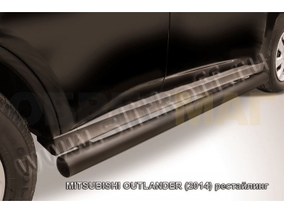 Пороги труба 57 мм чёрная для Mitsubishi Outlander № MOUT14-007B