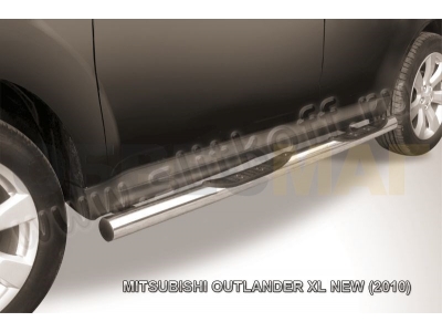 Защита переднего бампера 57 мм серебристая Slitkoff для Mitsubishi Outlander 2006-2009