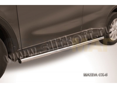 Пороги труба 57 мм серебристая для Mazda CX-5 № MZCX5-005S