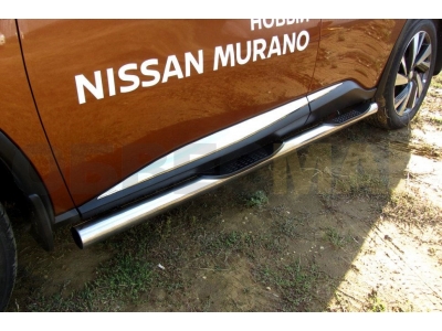 Пороги труба с накладками 76 мм для Nissan Murano № NIM16004