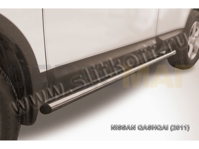 Пороги труба 57 мм серебристая для Nissan Qashqai № NIQ11-007S