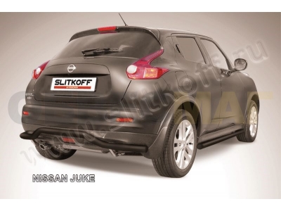 Защита заднего бампера 57 мм волна чёрная Slitkoff для Nissan Juke 2WD 2010-2018