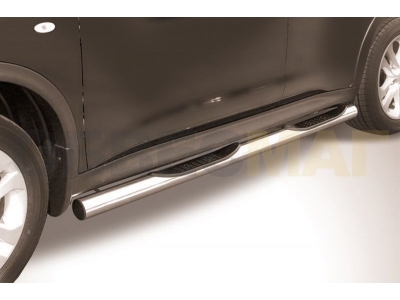 Пороги труба с накладками 76 мм серебристая для Nissan Juke 4WD № NJ4WD-005S