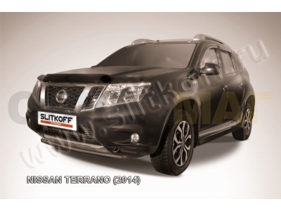Защита переднего бампера 42 мм чёрная Slitkoff для Nissan Terrano 2014-2021