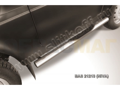 Пороги труба с накладками 76 мм серебристая для Нива ВАЗ 2121 № Niv005S