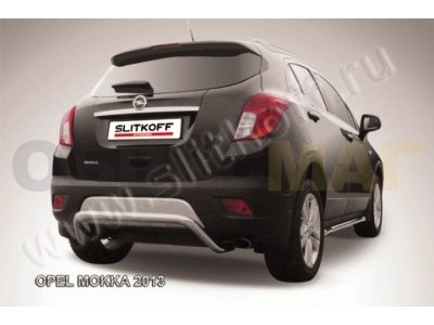 Защита заднего бампера 57 мм скоба серебристая Slitkoff для Opel Mokka 2012-2021
