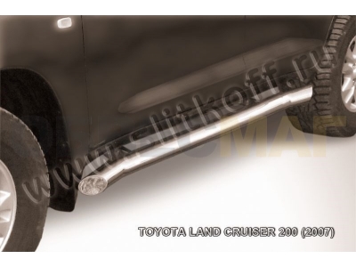 Пороги труба 76 мм с гибами серебристая для Toyota Land Cruiser 200 № TLC2-016S