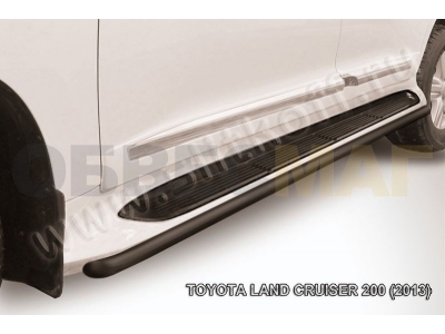 Защита штатных порогов 42 мм чёрная для Toyota Land Cruiser 200 № TLC2-13-014B