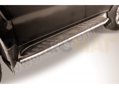 Защита штатных порогов 42 мм серебристая Slitkoff для Toyota Land Cruiser Prado 120 2002-2009