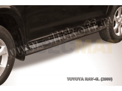 Пороги труба с накладками 76 мм чёрная для Toyota RAV4 Длинная база № TR409L-013B