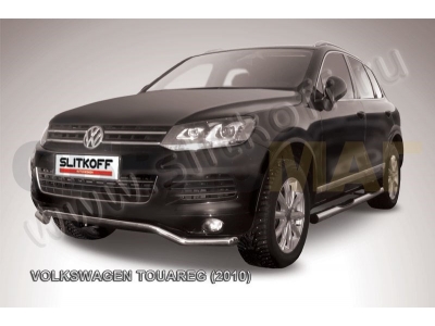 Защита переднего бампера 57 мм волна серебристая для Volkswagen Touareg № VWTR-001S