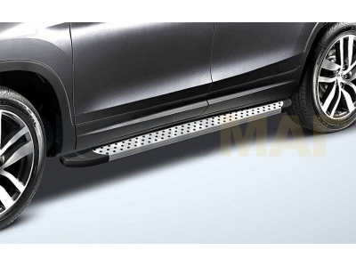 Пороги алюминиевые Slitkoff Standart Silver 1800 серебристые для Honda Pilot 2016-2021