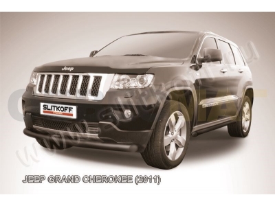 Защита переднего бампера 76 мм радиусная чёрная Slitkoff для Jeep Grand Cherokee 2010-2021