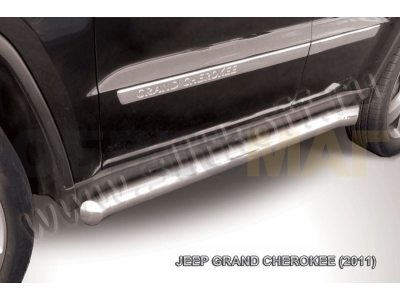 Пороги труба 76 мм с гибами серебристая для Jeep Grand Cherokee № JGCH005S