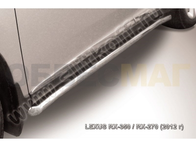 Пороги труба 57 мм с гибами серебристая для Lexus RX-270/350/450 № LRX35-12.007S
