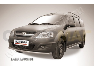 Защита переднего бампера 42 мм серебристая Slitkoff для Lada Largus 2012-2021