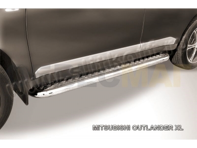 Пороги с площадкой алюминиевый лист 42 мм для Mitsubishi Outlander XL № MXL10-010