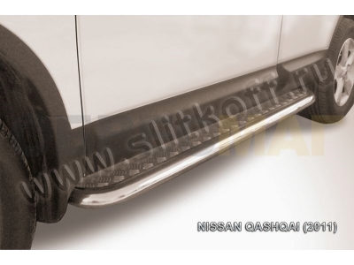 Пороги с площадкой алюминиевый лист 57 мм для Nissan Qashqai № NIQ11-008