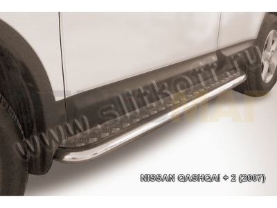 Пороги с площадкой алюминиевый лист 57 мм для Nissan Qashqai +2 № NIQ2012