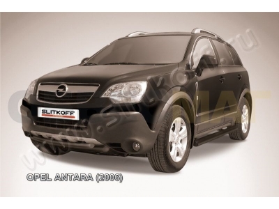 Защита передняя двойная 57-57 мм чёрная Slitkoff для Opel Antara 2006-2018