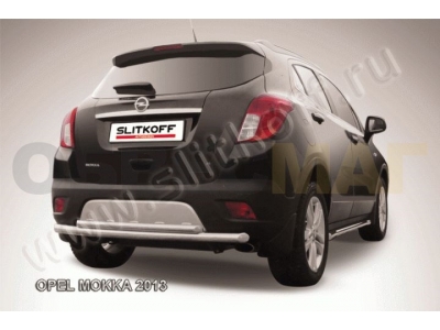 Защита заднего бампера двойная 57-42 мм радиусная Slitkoff для Opel Mokka 2012-2021
