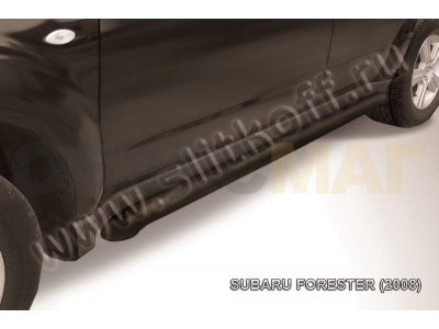 Пороги труба 76 мм чёрная для Subaru Forester № SF015B