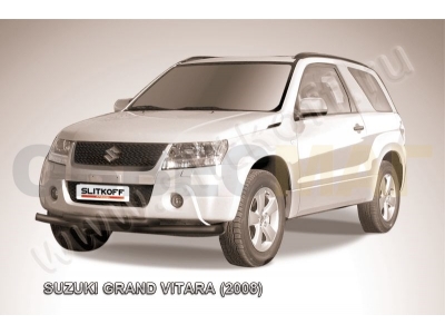 Защита передняя двойная 57-57 мм чёрная Slitkoff для Suzuki Grand Vitara 3 двери 2008-2011
