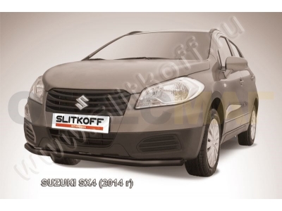 Защита переднего бампера 57 мм чёрная Slitkoff для Suzuki SX4 2013-2021