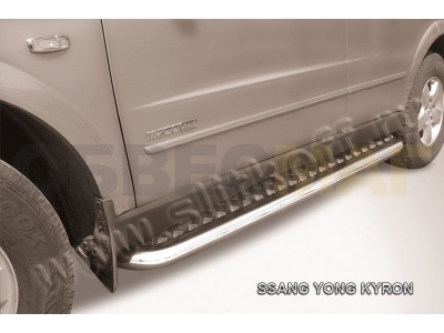 Пороги с площадкой алюминиевый лист 57 мм усиленные для SsangYong Kyron № SYK012
