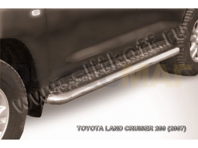 Пороги с площадкой алюминиевый лист 76 мм Slitkoff для Toyota Land Cruiser 200 2007-2011