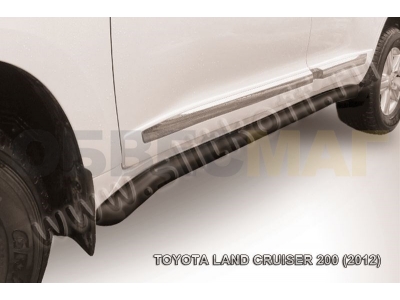 Пороги труба 76 мм с гибами чёрная для Toyota Land Cruiser 200 № TLC2-12-014B