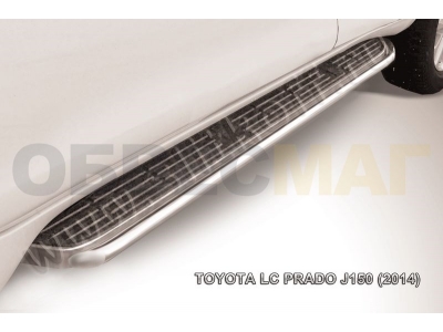 Защита штатных порогов 42 мм Slitkoff для Toyota Land Cruiser Prado 150 2013-2017