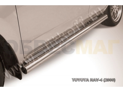 Пороги труба 76 мм серебристая для Toyota RAV4 № TR4008S