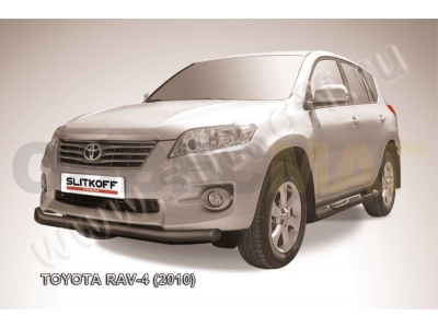 Защита переднего бампера 76 мм чёрная Slitkoff для Toyota RAV4 2010-2013