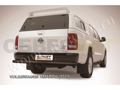 Защита заднего бампера 76 мм чёрная Slitkoff для Volkswagen Amarok 2010-2016
