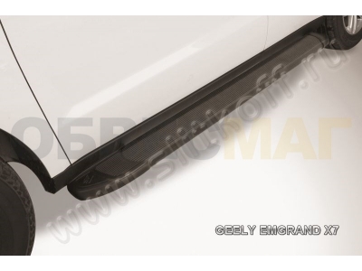 Пороги алюминиевые Slitkoff Optima Black для Geely Emgrand X7 № AL-GEX7001