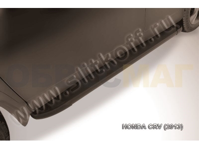 Пороги алюминиевые Slitkoff Optima Black для Honda CR-V № AL-HCRV13001