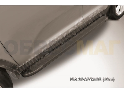 Пороги алюминиевые Slitkoff Optima Black для Kia Sportage № AL-KSP01001