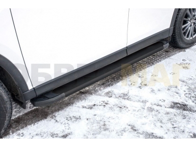 Пороги алюминиевые Slitkoff Optima Black для Mazda CX-5 № AL-MZCX17501