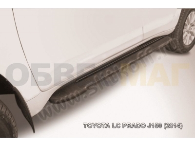 Пороги алюминиевые Slitkoff Optima Black для Toyota Land Cruiser Prado 150 № AL-TOP14001