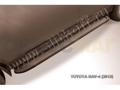 Пороги алюминиевые Slitkoff Optima Black для Toyota RAV4 № AL-TR413001